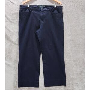 Lauren Ralph Lauren Navy Blue Cropped Adelle Wide Leg Pants Size 16 Academia